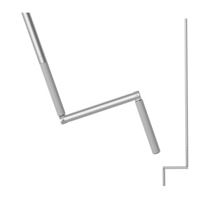 Graue 120cm Rollladen Kurbelstange aus Aluminium mit Gelenk und Handkurbel für Rollladenantriebe.