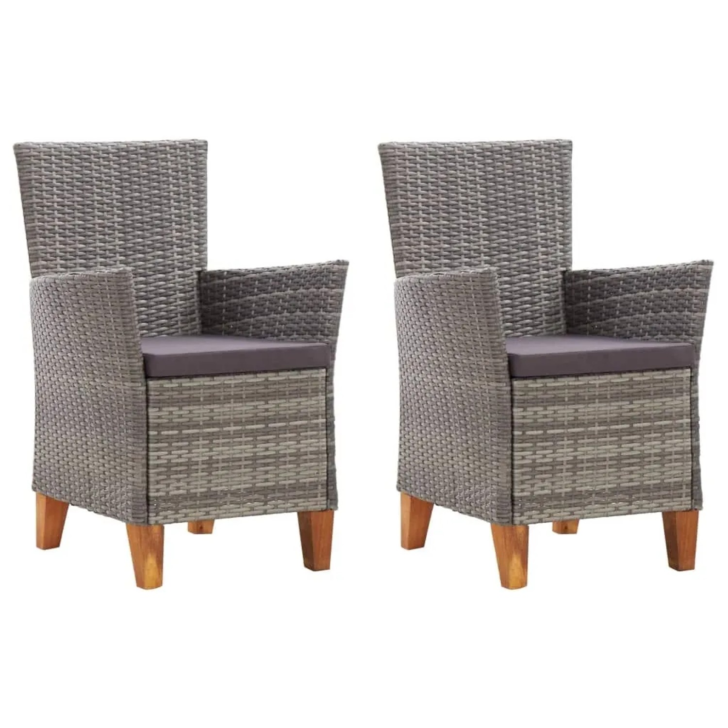 Furnicato Gartenstühle 2 Stk Mit Auflagen Poly Rattan Grau