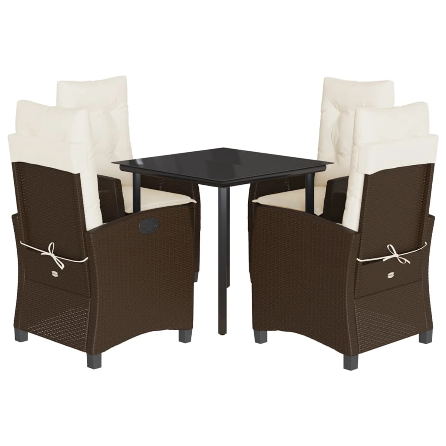 vidaXL 5-Tlg Garten-Essgruppe mit Kissen Braun Poly Rattan 3212773 günstig online kaufen