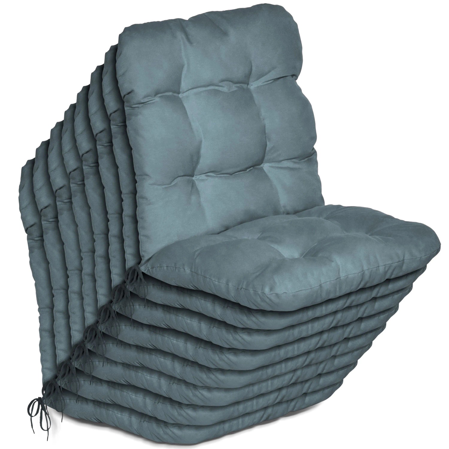 Beautissu 8er Set Niedriglehner Auflagen Set Flair NL 100x50x8cm Taubenblau