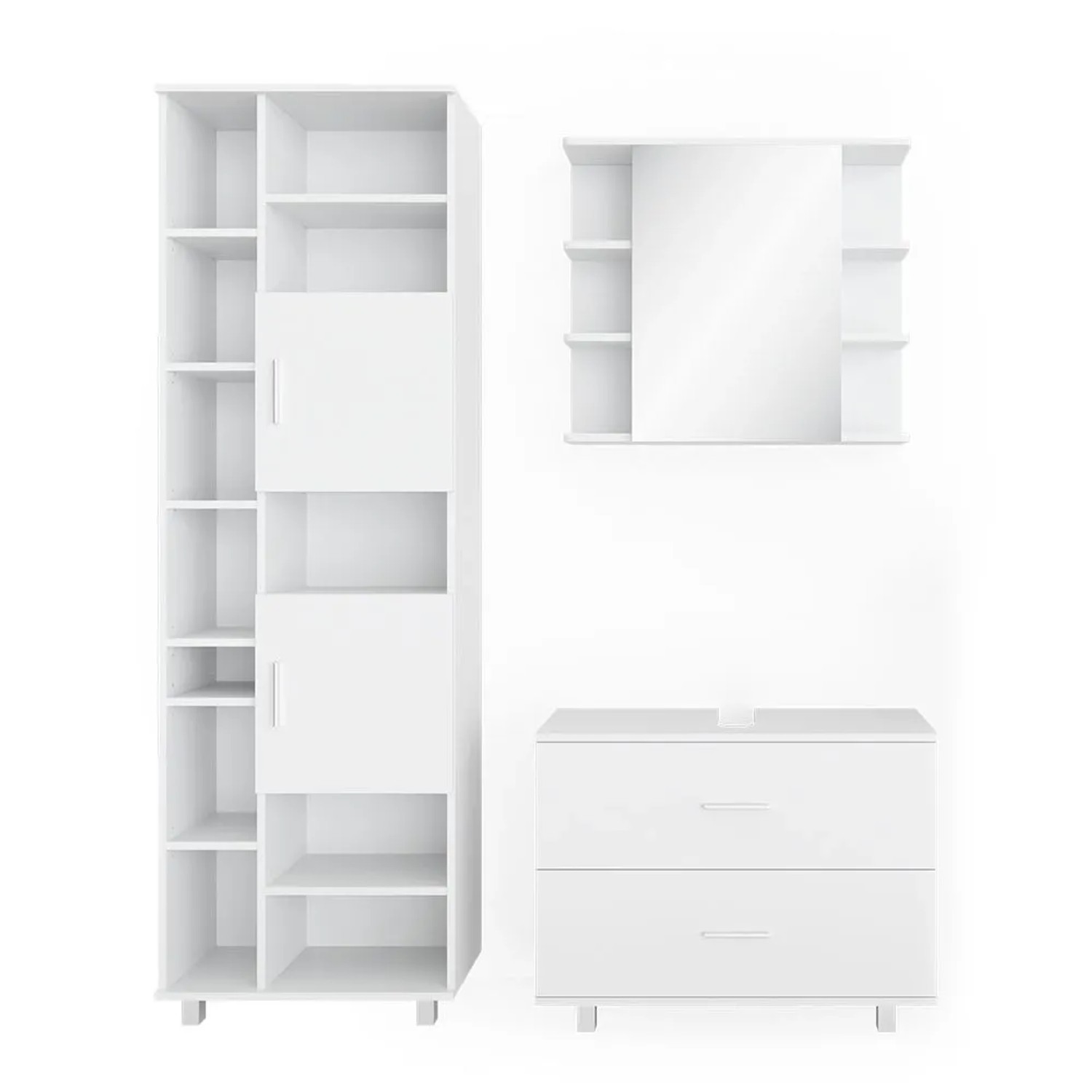 Vicco Badmöbel-Set Ilias Weiß 80 x 61 3-teilig