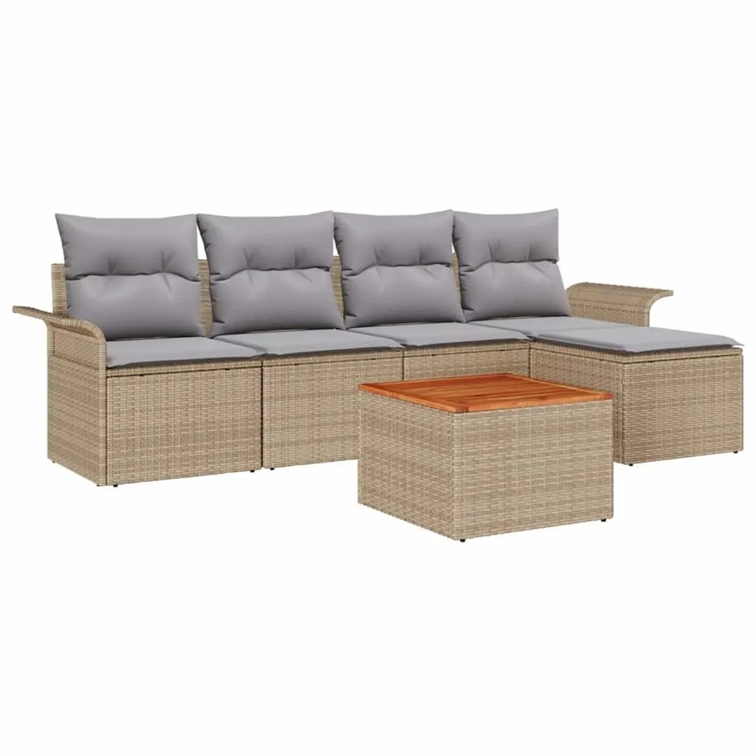 vidaXL Gartensofa-set 6-Tlg Beige und Hellgrau Poly-Rattan 3355984 günstig online kaufen