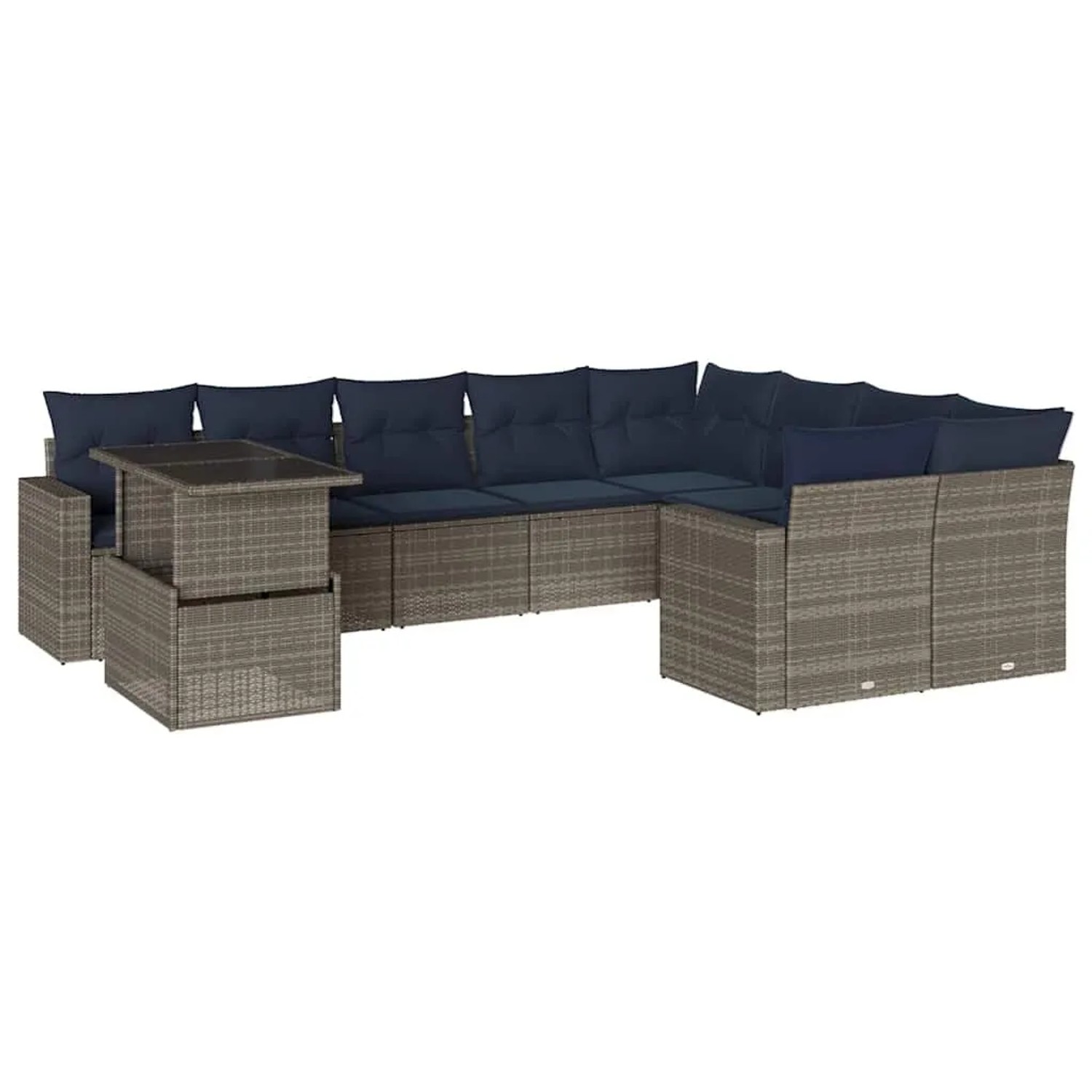 vidaXL 10-Tlg Gartensofa-Set mit Kissen Grau Polyrattan 3267511 günstig online kaufen