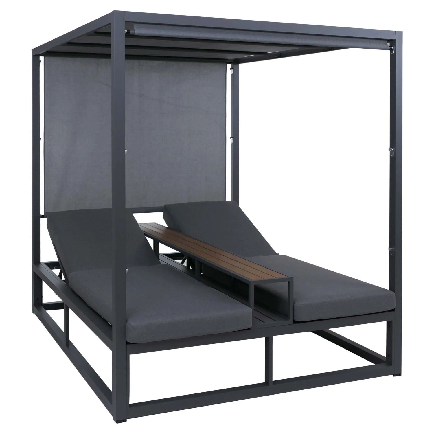 MCW Alu Lounge-Gartenliege P81 10cm-Polster 220g/m² 196x165x196cm Dunkelgrau Polster Grau