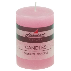 Rosa Steinhart Stumpenkerze Raureif, Ø 5,8 cm x 8 cm, für stimmungsvolle Beleuchtung.