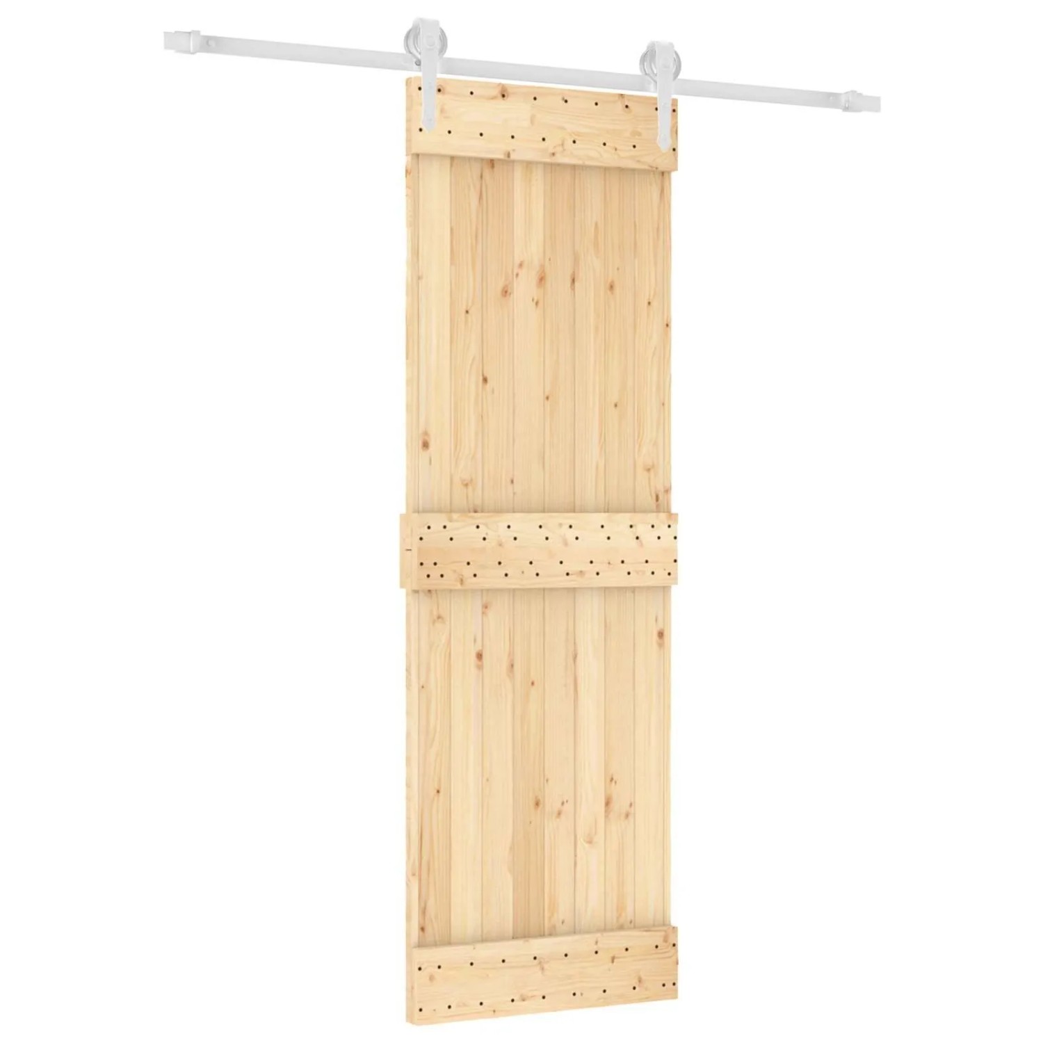 vidaXL Schiebetür Natur und Weiß 70 x 210 cm Massivkiefer 3445137