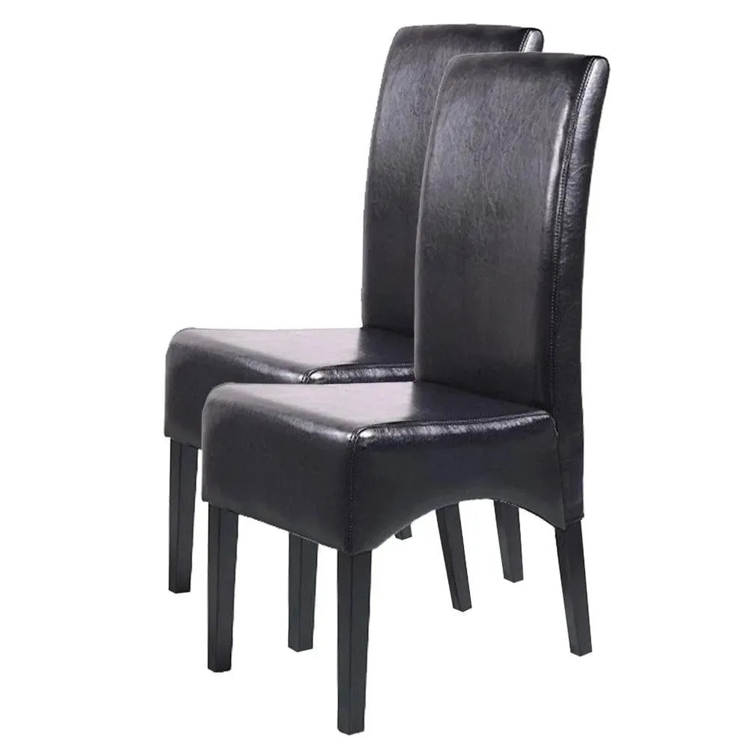 MCW Esszimmerstuhl Crotone 2er-Set Leder Schwarz Dunkle Beine