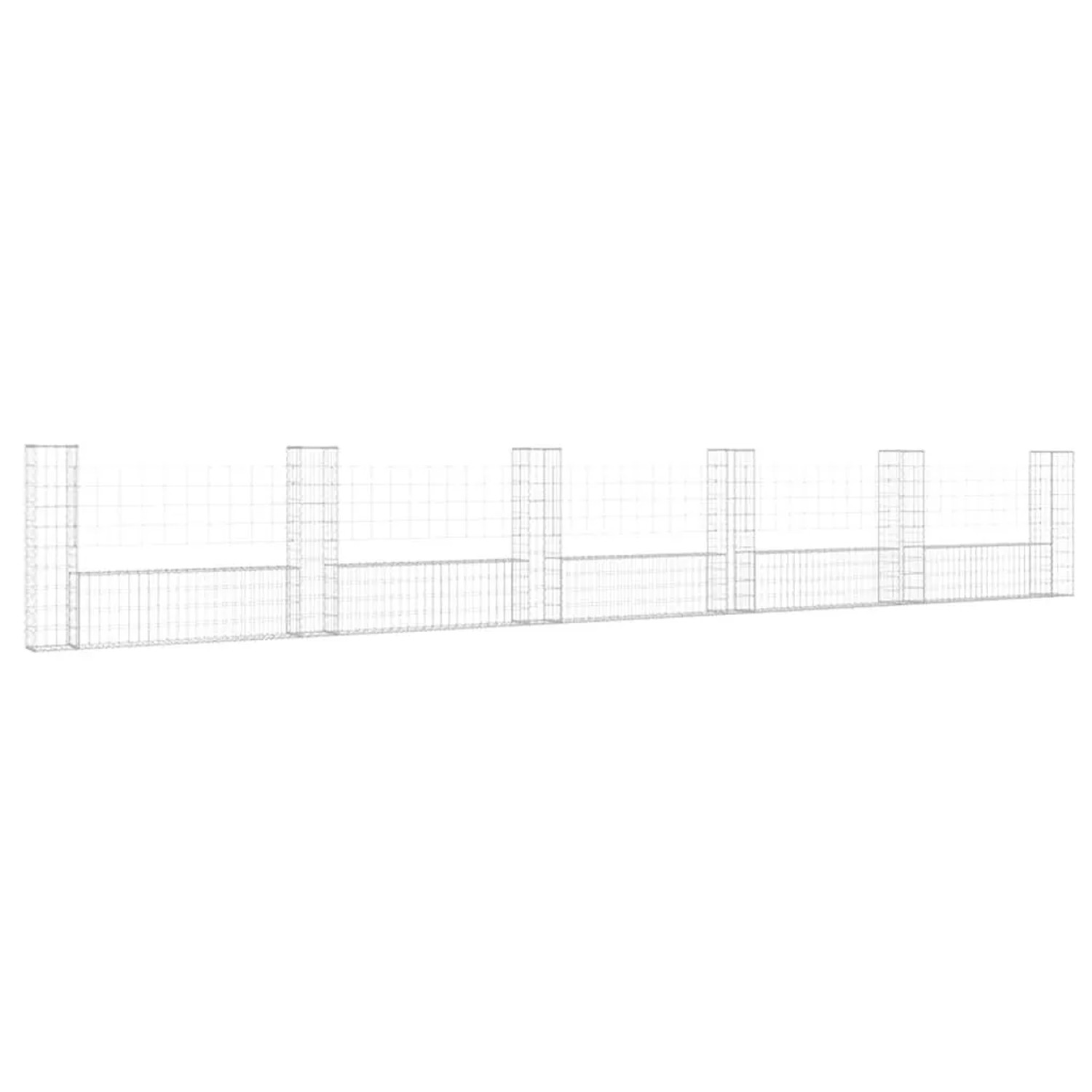 vidaXL Gabionenkorb U-Form mit 6 Säulen Eisen 620x20x100 cm 151279