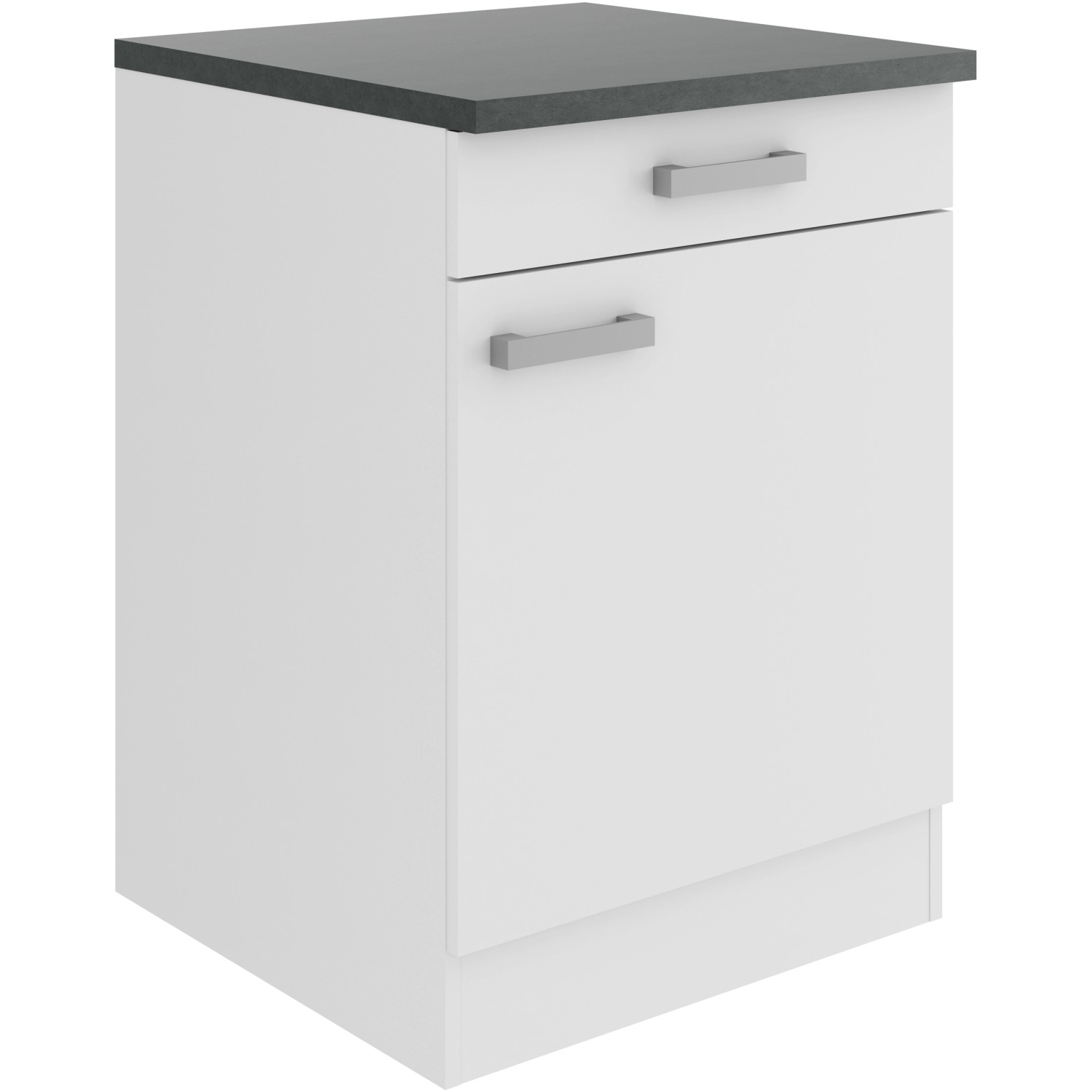 OPTIFIT Oslo214 Unterschrank, 60 cm, Feinstruktur Weiß mit Schublade und Tür.