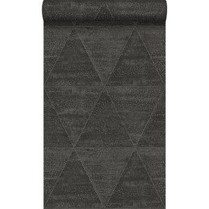 Tapetenrolle mit verwitterten Metalldreiecken in Schwarz für Wandgestaltung.