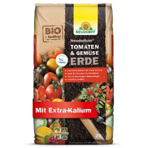 Neudorff Neudohum Tomaten- und Gemüseerde, 20 l Sack, torffrei und mit Kalium für aromatische Früchte.