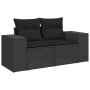 Schwarze 11-tlg. vidaXL Garten-Sofagarnitur aus Poly Rattan mit Kissen.