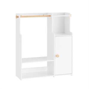 SoBuy Kinderkleiderschrank mit Tür Kleiderständer mit 4 Fächern Weiß KMB110-W