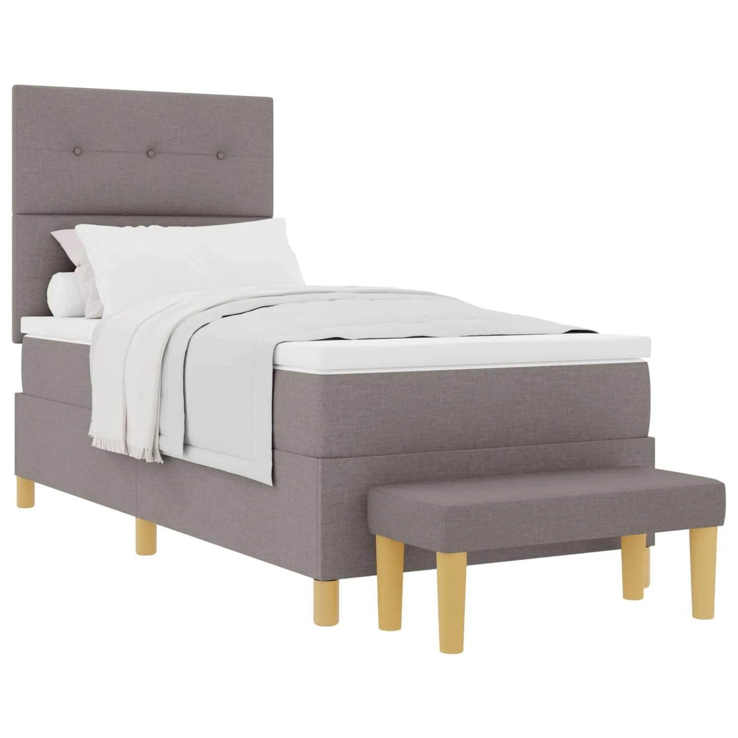 vidaXL Boxspringbett mit Matratze Taupe 100 x 200 cm Stoff 3344279