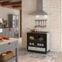 Justus Küchenofen Rustico 90 2.0 Speckstein Schwarz 7 kW in Landhausküche.