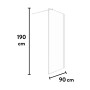baliv Seitenwand DUK-90.30W, 90x190 cm, Chrom, für Duschkabine.
