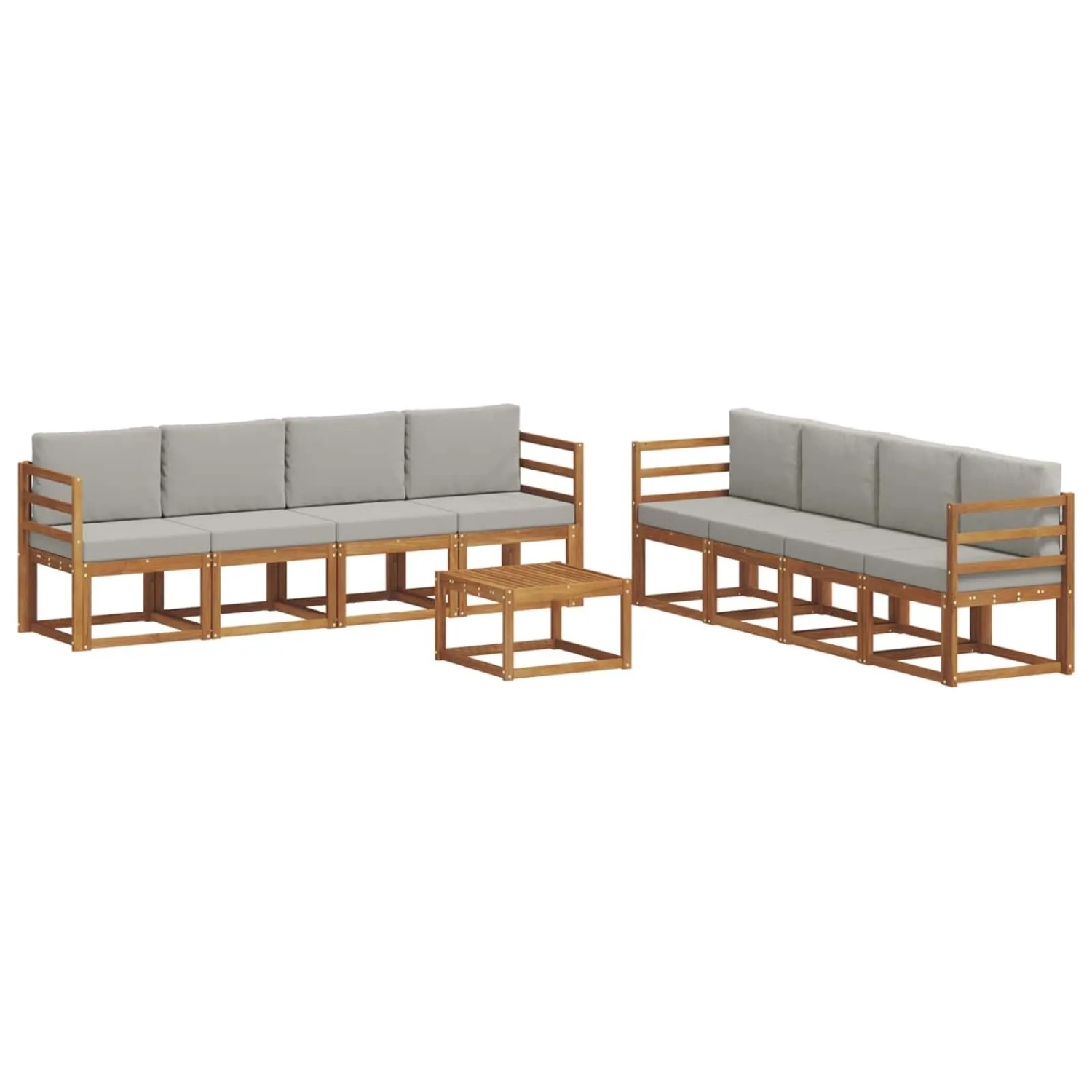 vidaXL Outdoor-Sofagarnitur mit Kissen 9 Stk Natur und Hellgrau 3366169