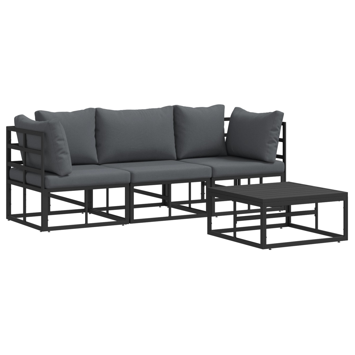 vidaXL Garten-Sofa-Set mit Kissen 4-Tlg Schwarz Aluminium 3378841 günstig online kaufen