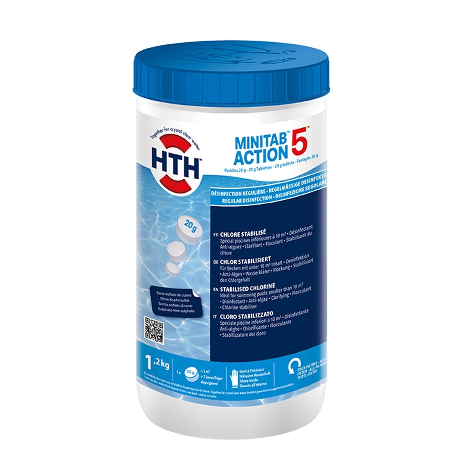 HTH 1,2 kg MiniTab Action 5 Chlor Multifunktion 20 g Tabletten Langsam Lösl günstig online kaufen