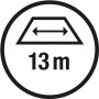 Symbol für max. 13 m Breite des Gardena EcoLine Viereckregners.