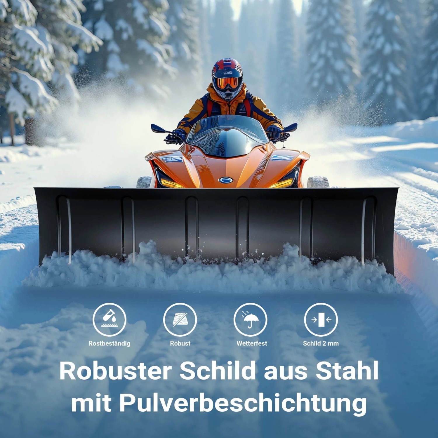 Wiltec Universal Quad Schneeschild 150X40Cm Schneepflug Traktor Räumschild_4