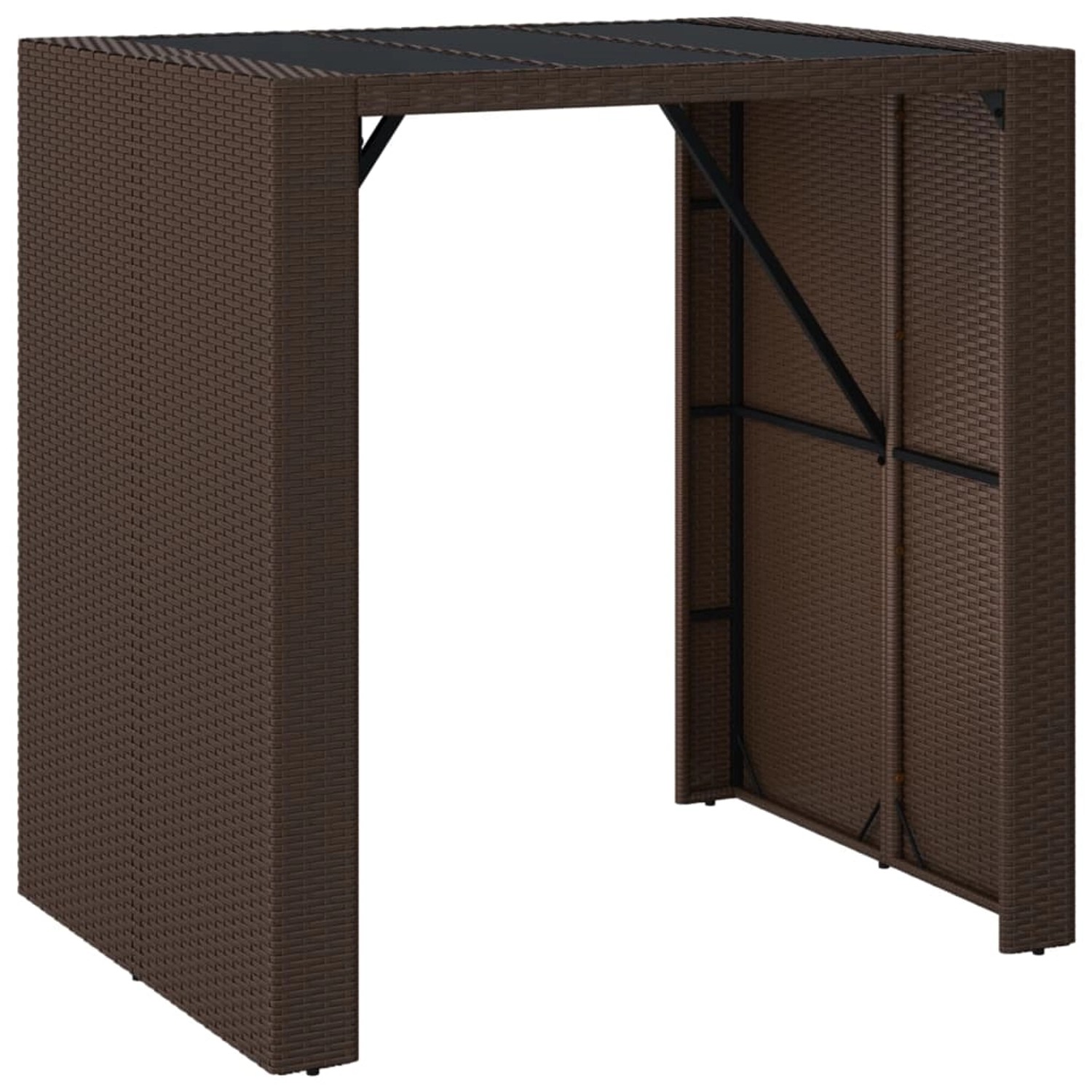 vidaXL Bartisch mit Glasplatte Braun 105x80x110 cm Poly Rattan 362593