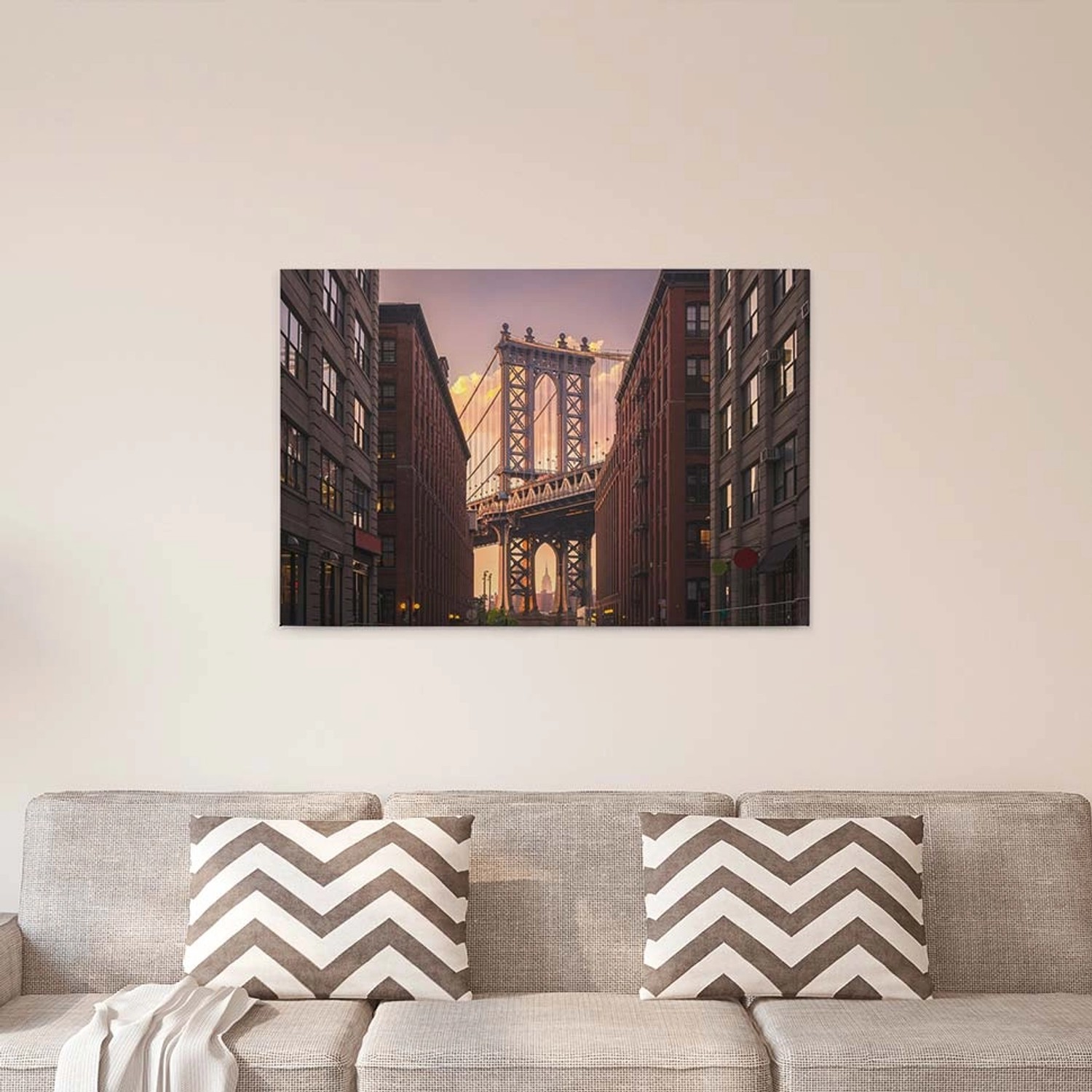 Bricoflor New York Leinwand Braun Und Lila Wandbild Mit Sonnenuntergang An günstig online kaufen