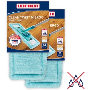 Leifheit CLEAN TWIST M Ergo Wischbezug 2er Set, geeignet zum Staubwischen.