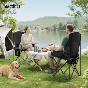 WOLTU Campingstuhl Klappbar Leicht mit Hochlehne Kühltasche Getränkehalter
