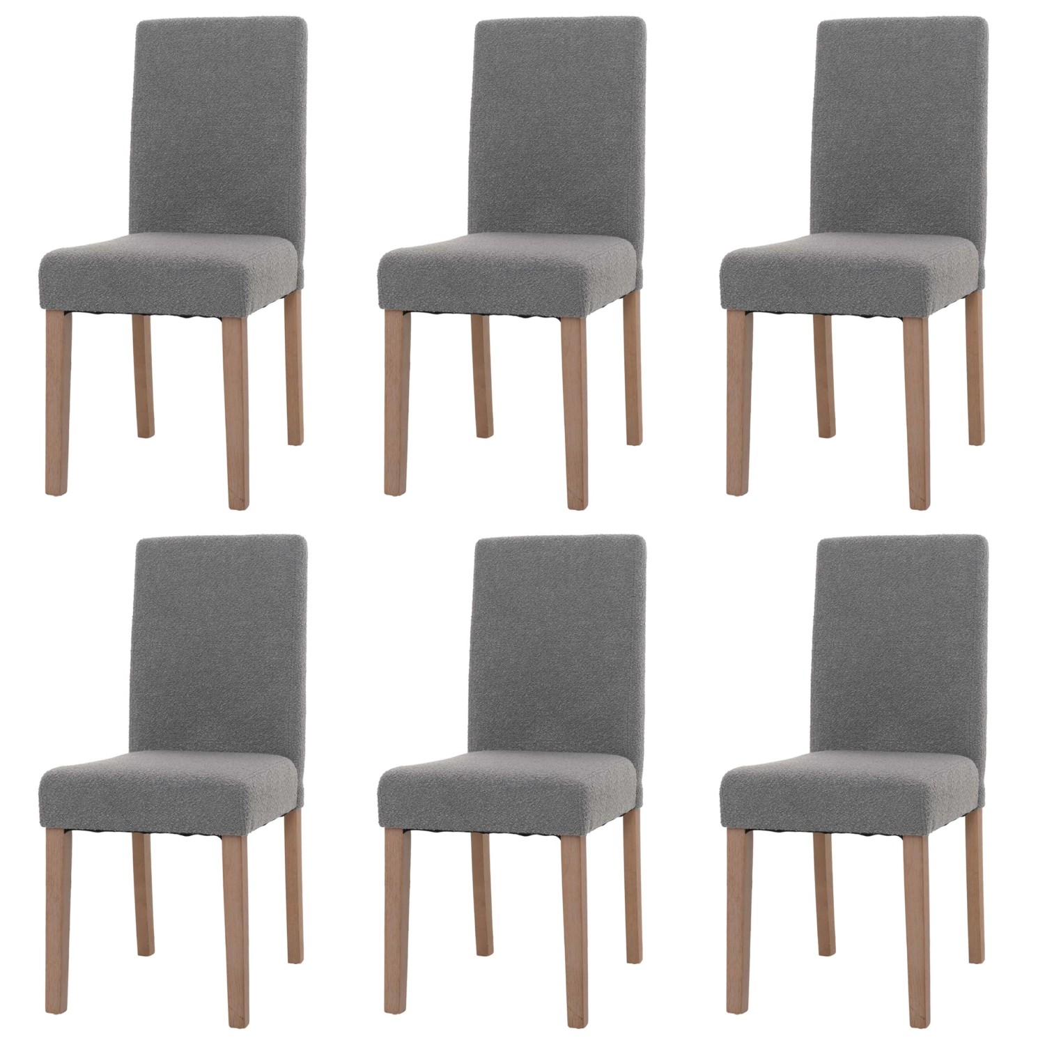 MCW Esszimmerstuhl Littau Boucle 6er-Set Grau Naturfarbene Beine günstig online kaufen