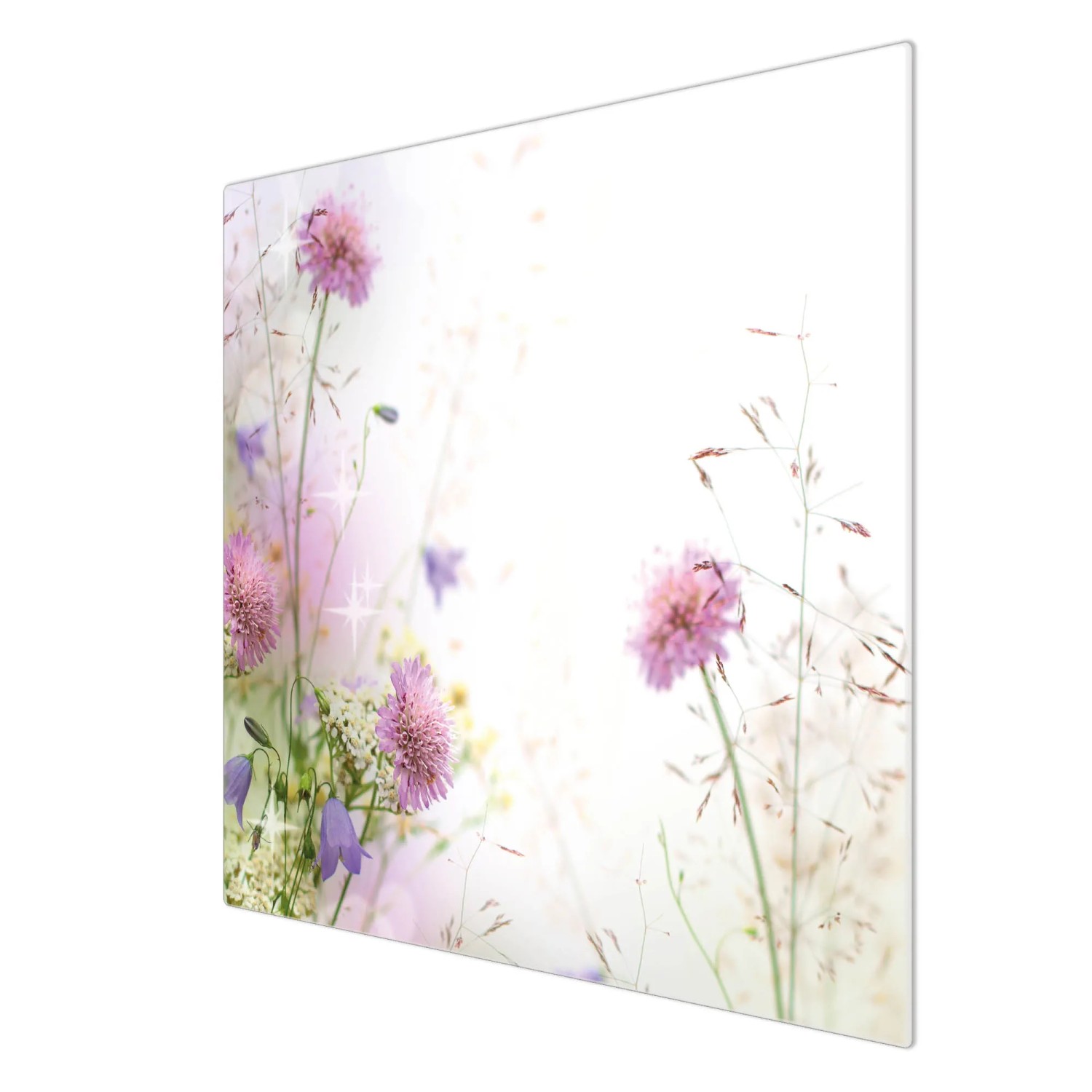 Banjado Herdabdeckplatte Glas mit Glitzernde Wiese Motiv, 60x52cm, auch als Schneidebrett nutzbar.