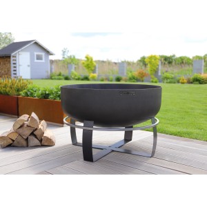 Schwarze CookKing Feuerschale XXL Viking (Ø 80cm) aus Stahl für Garten & Terrasse.