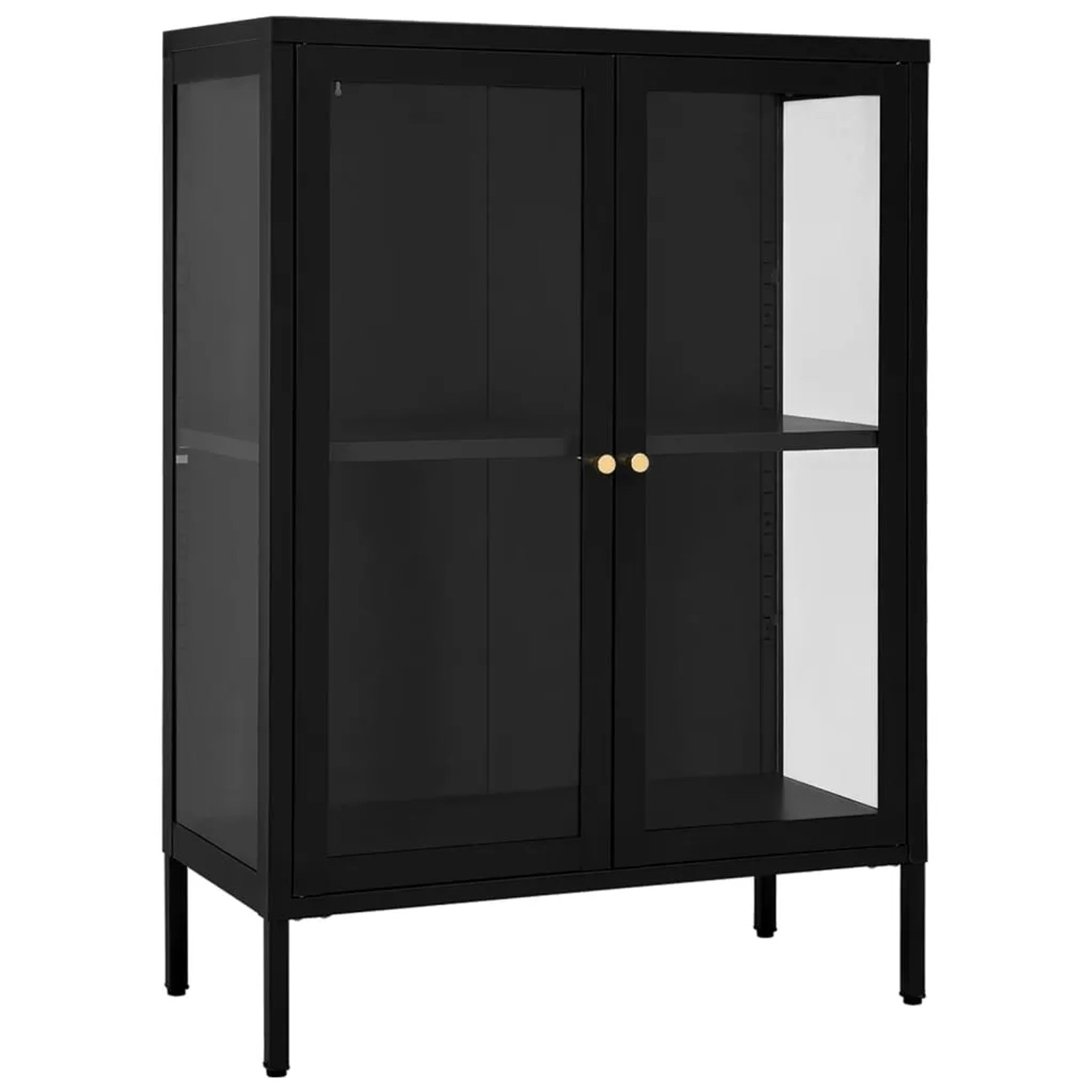 vidaXL Sideboard Schwarz 75x35x105 cm Stahl und Glas 336070