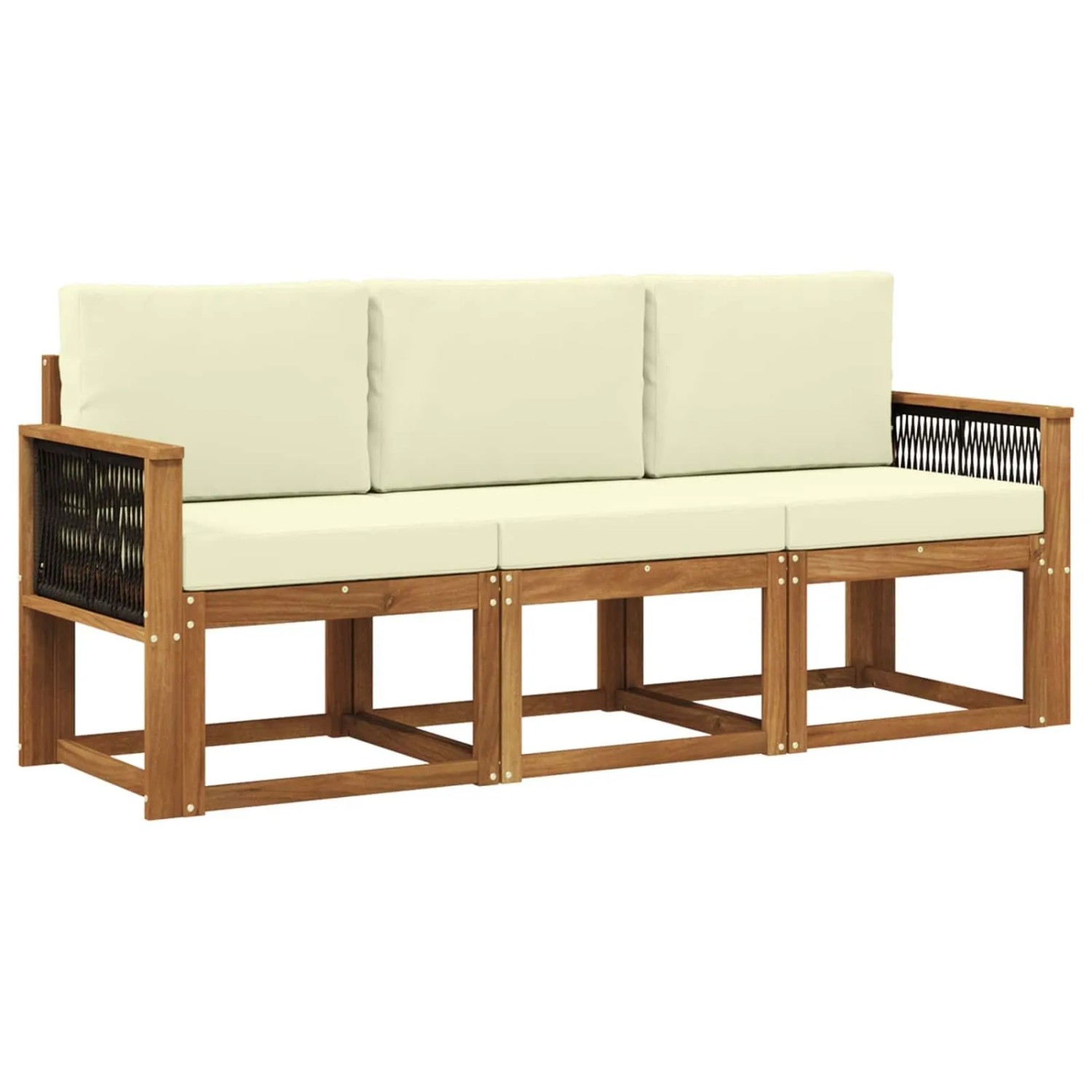 vidaXL Outdoor-Sofagarnitur mit Kissen 3 Stk Natur und Creme 3384951