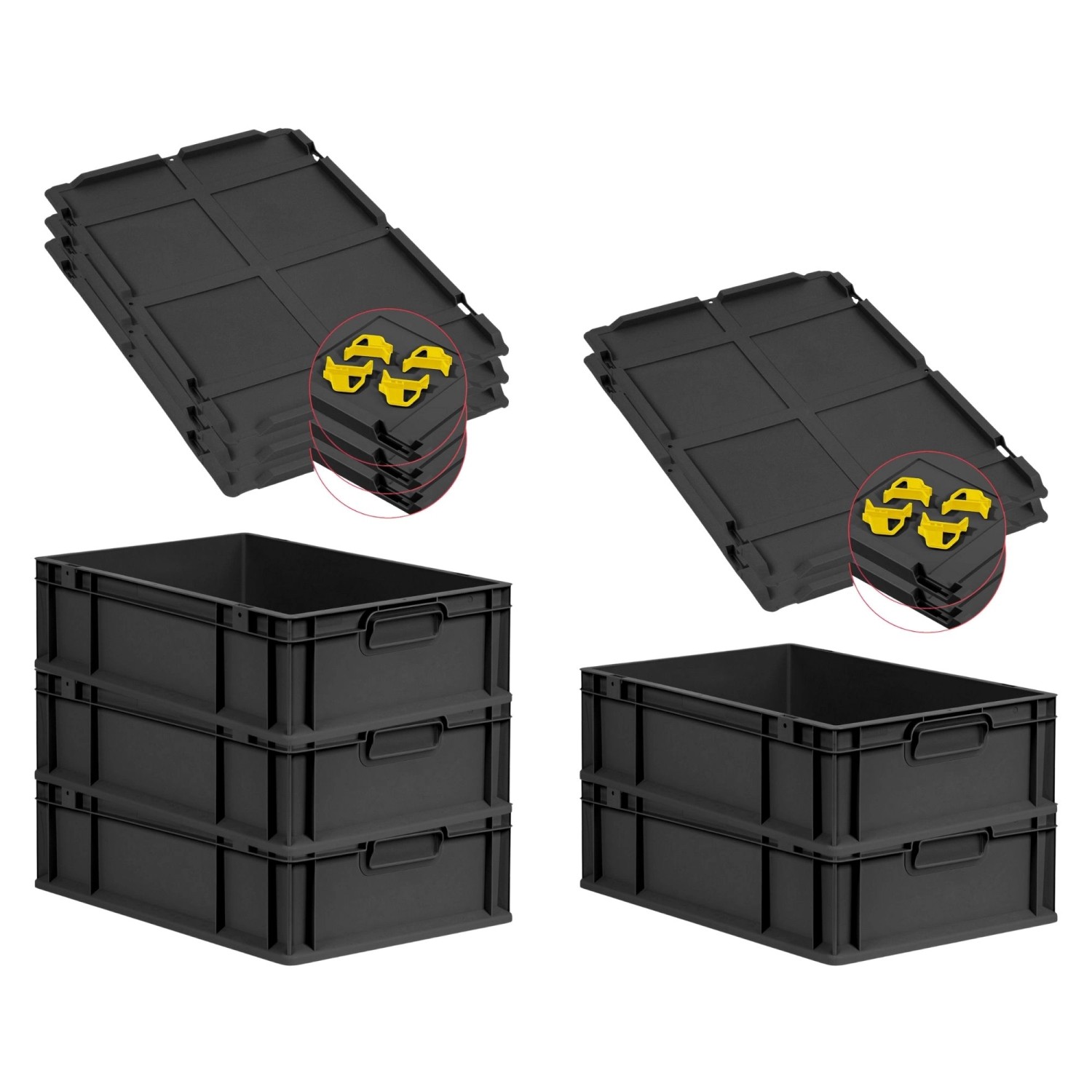 PROREGAL SuperSparSet 5x Eurobox Nextgen Grip Mit Auflagedeckel Und Gelben günstig online kaufen
