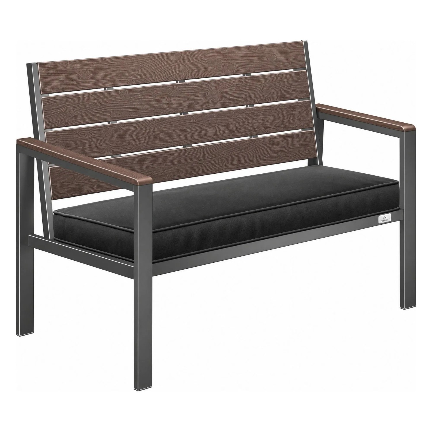KESSER Gartenbank mit Kissen 2-Sitzer Bis 300 kg Coffee und Anthrazit