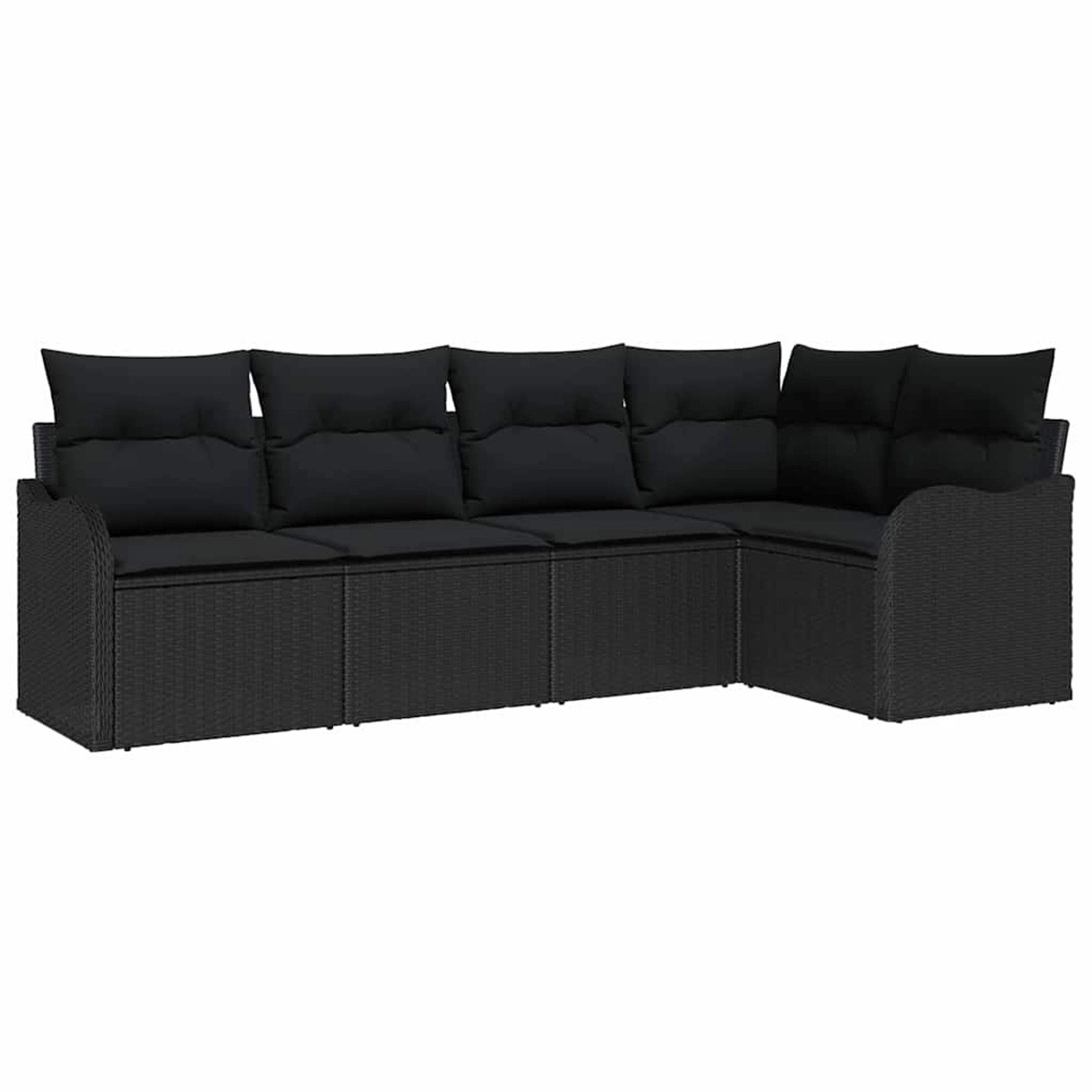 vidaXL Garten-Sofa-Set mit Kissen 5-Tlg Schwarz Poly Rattan 3345703 günstig online kaufen