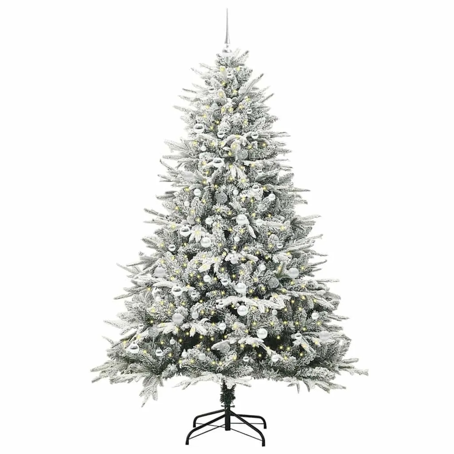 vidaXL Künstlicher Vorbeleuchteter Weihnachtsbaum mit Kugelset Grün 3395411