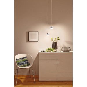 Weiße Paulmann URail LED Pendelleuchte Capsule II, 6W, dimmbar, als Teil eines Schienensystems.