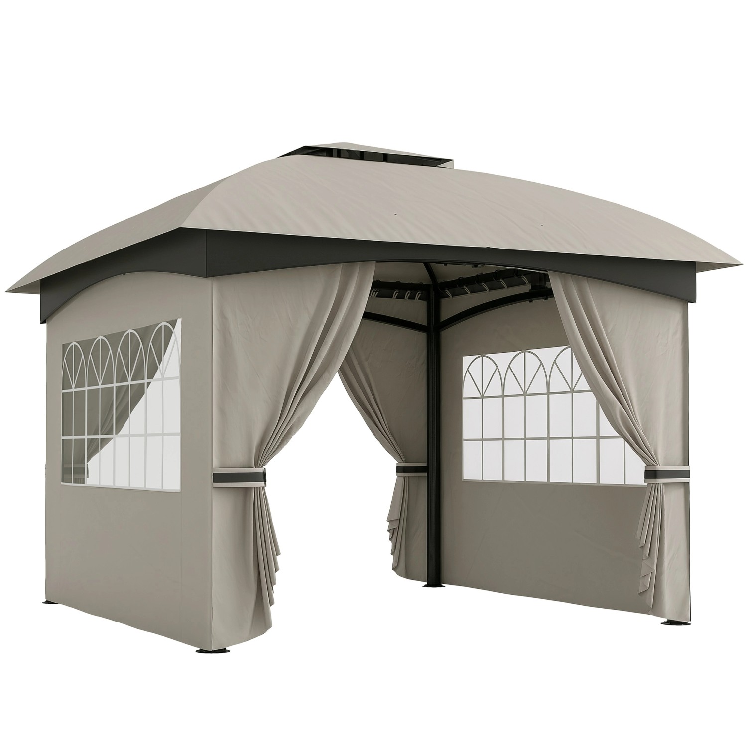 Outsunny Pavillon Verzinktes Metall Polyester Hellgrau 335L x 335B x 285H c günstig online kaufen