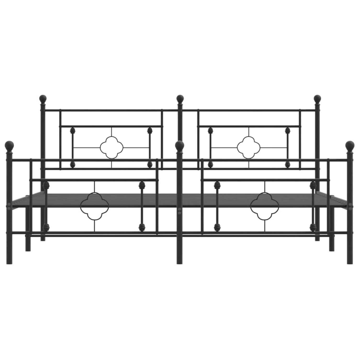 Schwarzes Metall Bettgestell mit Kopf- und Fußteil, 183x213 cm. Stabiles Bett für Schlafzimmer.