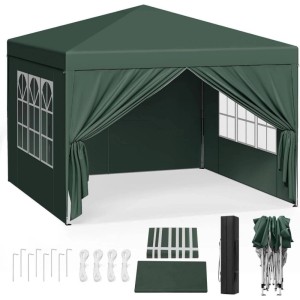 WOLTU Pavillon Pop-Up Wasserdichter Sonnenschutz Pagodenzelt 3x3 m Grün