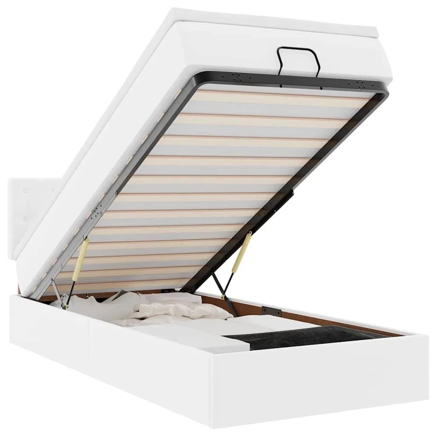 vidaXL Ottoman-Bett mit Matratzen & LEDs Reinweiß 80x200 cm Kunstleder 3312123