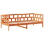 Wachsbraunes vidaXL Tagesbett 80x200 cm aus Kiefernholz mit Lattenrost und Bettgittern.