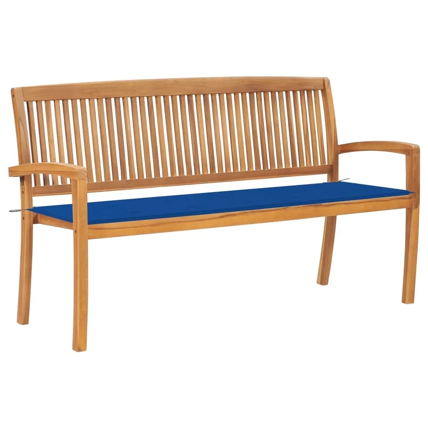 vidaXL Stapelbare Gartenbank mit Auflage 159 cm Massivholz Teak 3063316