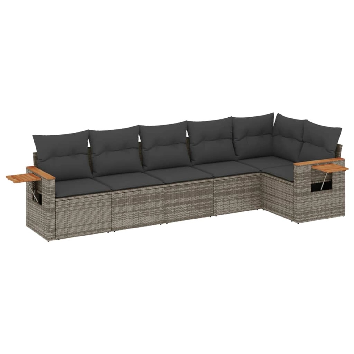 vidaXL 6-Tlg Garten-Sofagarnitur mit Kissen Grau Poly Rattan 3226830 günstig online kaufen