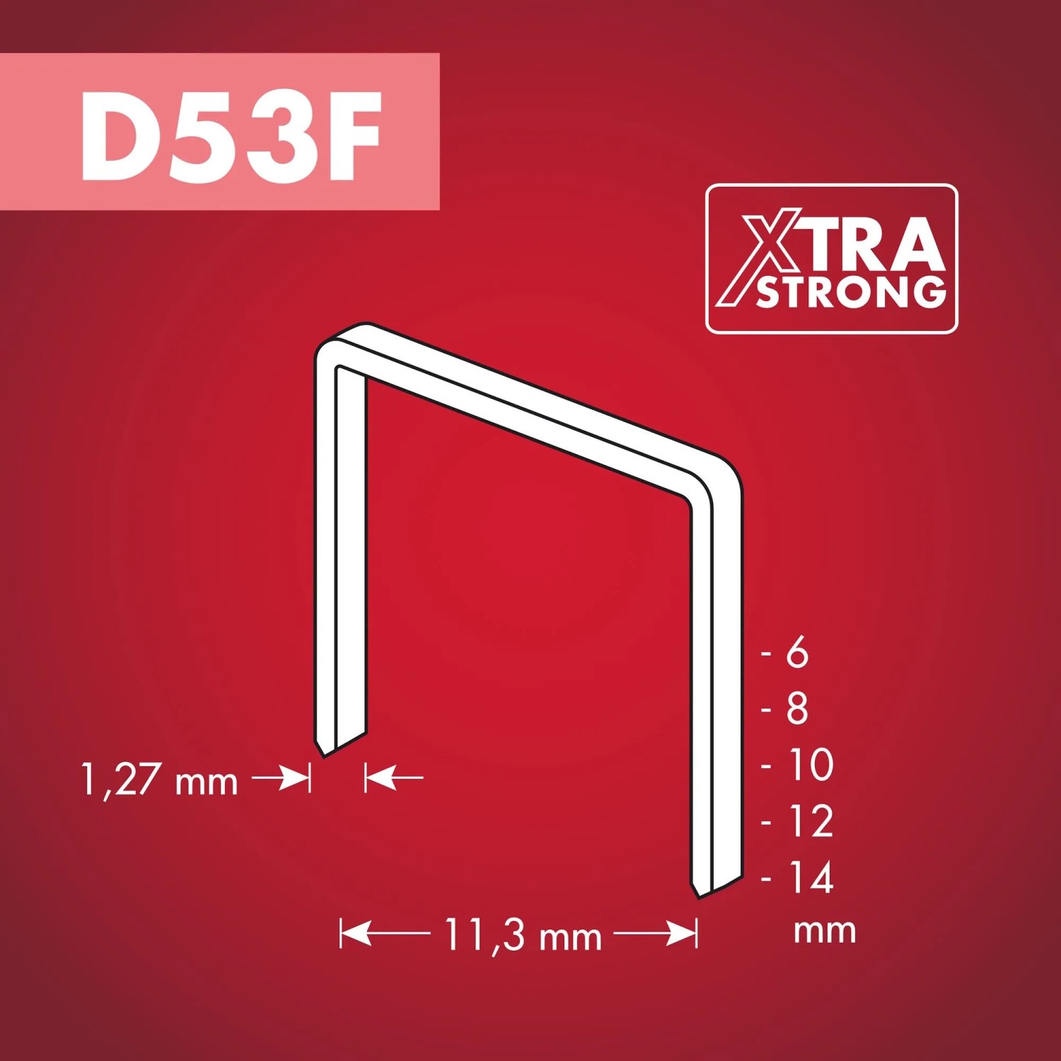 Arrow Klammer D53F V2A, 10mm, 500 Stück. Flachdrahtklammer aus Edelstahl für Folienbefestigung.