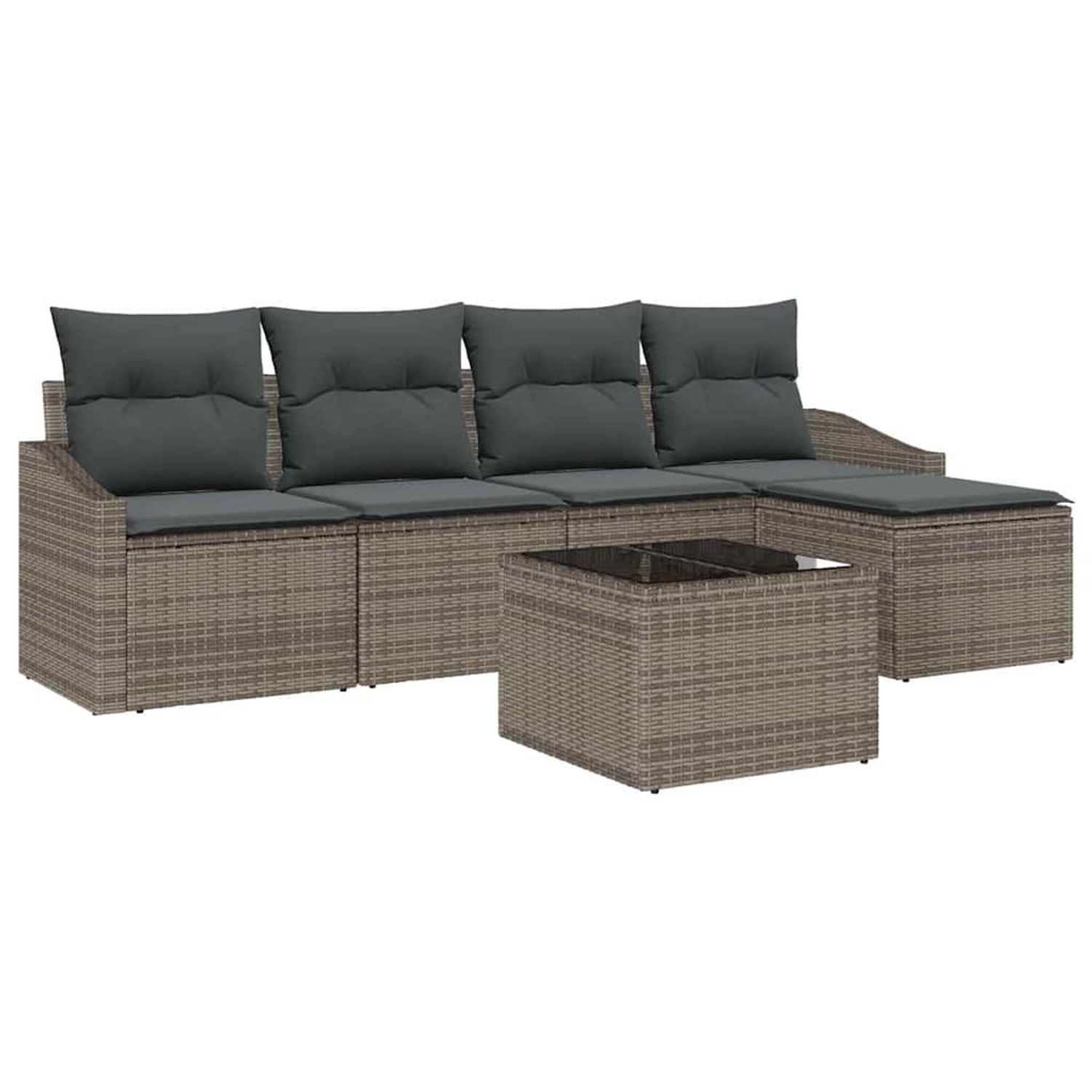 vidaXL Garten-Sofa-Set 6-Tlg Grau Poly Rattan 3346689 günstig online kaufen