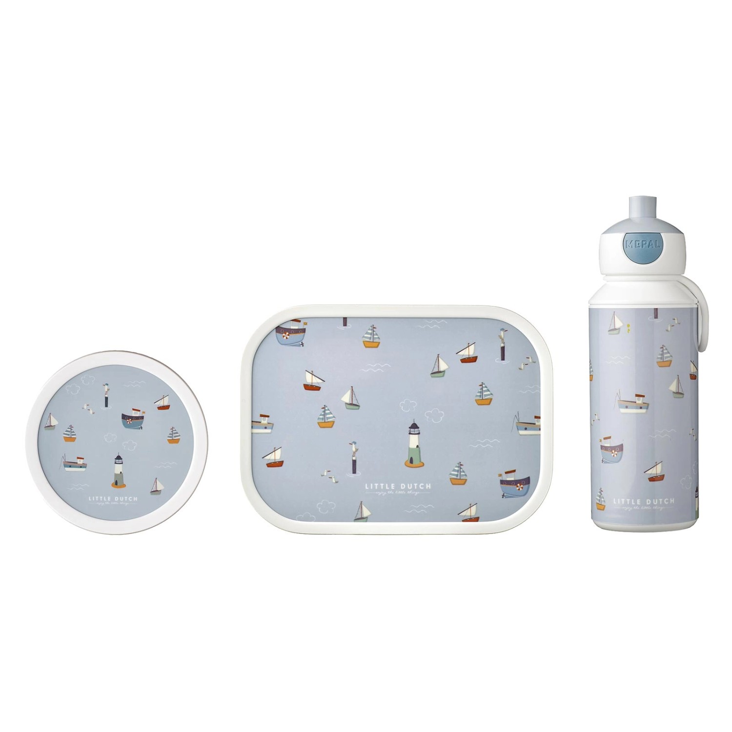 Mepal Campus Lunchset 3-teilig aus Brotdose Trinkflasche und Obstbox Sailors Bay