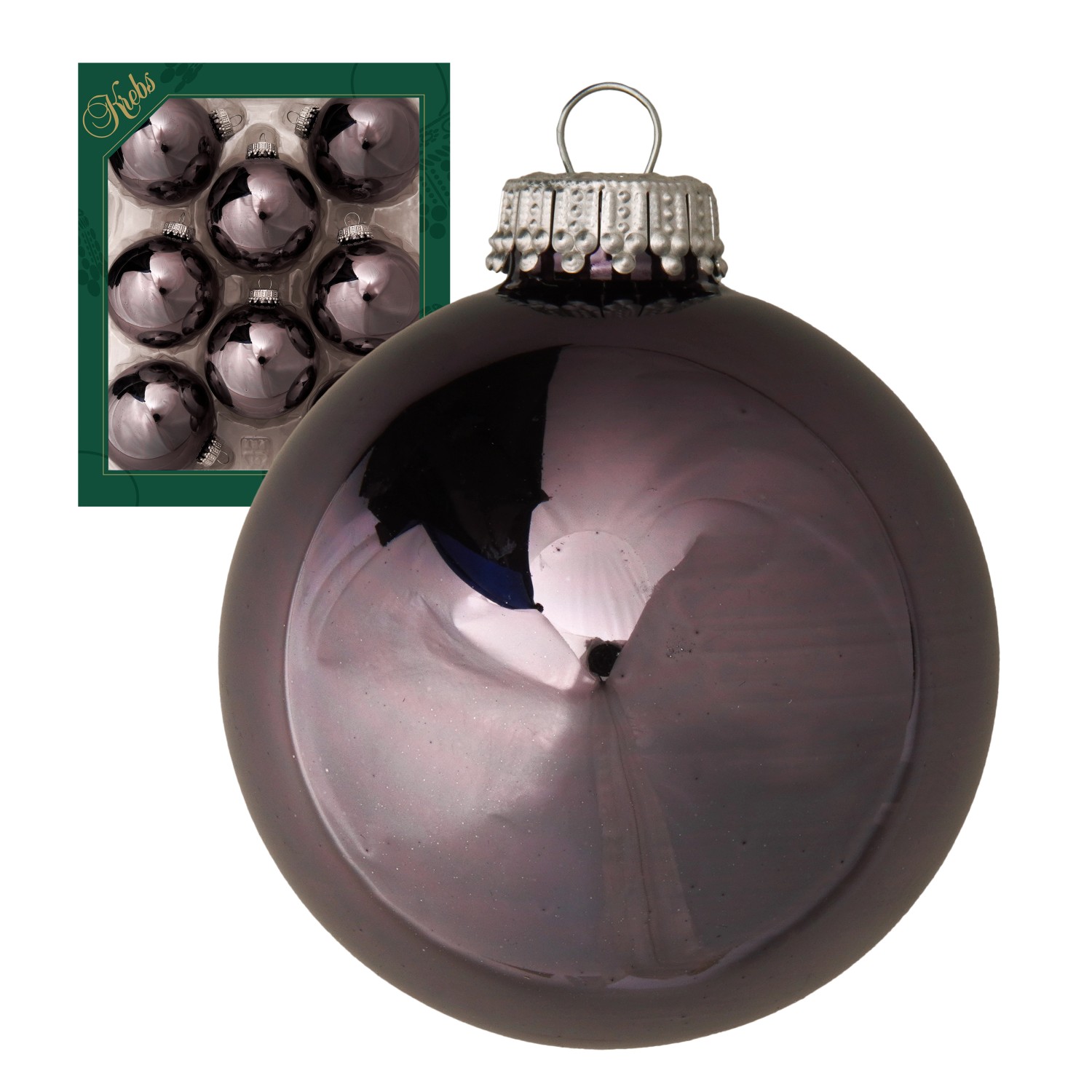 Krebs Glas Lauscha Weihnachtskugeln Uni-Design Titania Grau 7cm